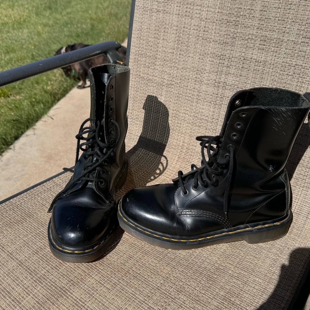 Vintage black patent Dr Marten boots.